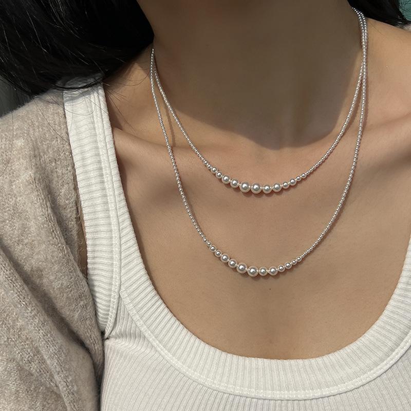 French Long Pearl Necklace Fashionable Retro Light Luxury Collarbone Chain Personalized High Sense Versatile New Item Jewelry