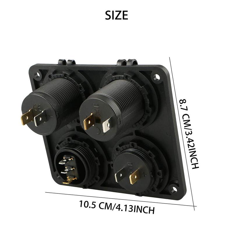 4-in-1-Autoladegerät mit Dual-SUB und 4,2-A-Voltmeter 12 V und Zigarettenanzünder und LED-Lichtschalter, geeignet für Boot, Wohnmobil, Auto, LKW