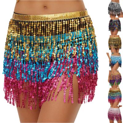 Women's High Waisted Sexy Sequined Half Skirt Waist Accessories Sequined Belly Dance Waist Scarf