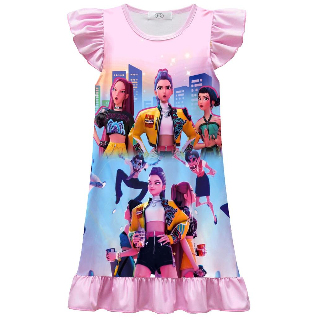 New Witch Hunt Group Printed Costume Medium University Boy Feifei Sleeve Ruffled Nightdress