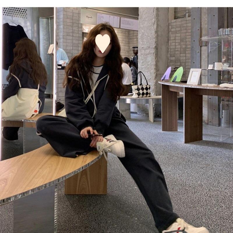 Sports Suit for Women in Spring and Autumn Korean Style Loose Fashion Sweatshirt Casual Running Wear Two-piece Set
