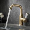 Brass Deck Mount Single Hole Single Handle Ceramic Valve Core Basin Rotatable Hot Cold Water Mixer Sink Faucet 3-Year Warranty
