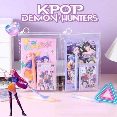 Dämonenjäger K-Pop Schreibset Hoher Wert Niedliches Mädchen Buch Stift Reißverschlusstasche Schreibwarengeschenke