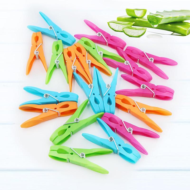 24Pcs Clothespins Hanging Pegs Clips Plastic Hangers Racks Laundry Clothes Pegs Clamps Towel Clips Home Storage Hooksks