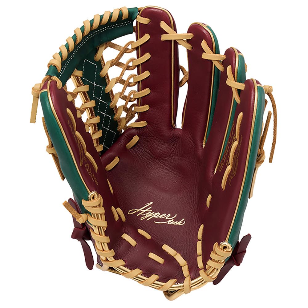 Rawlings HYPER TECH COLOR SYNC Baseball Glove Throw (GR5FHTCY719), Softball, Outfielder's, Shelly/D Green, 12.75 inches, Right-Handed