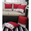 Cotton Genoma Broder Themed Cushion Covers for Cushions & Pillows (Red & Beige, Pack of 5)
