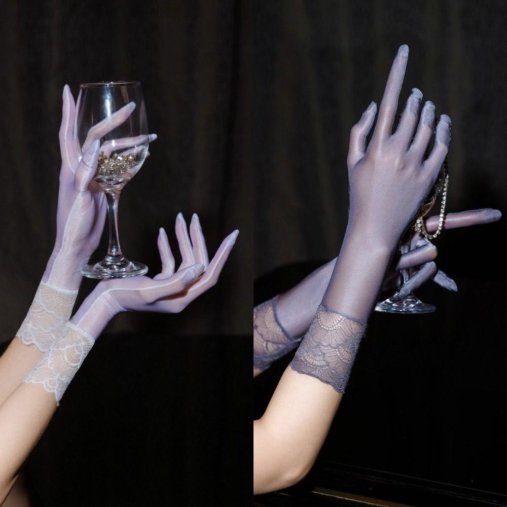 

Tight Lace Gloves Sexy Lace Women s Gloves New Smooth Shorts Gloves Women чорний