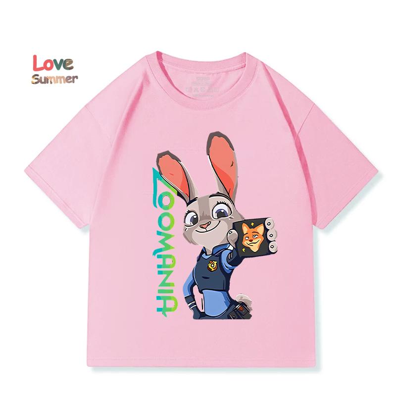 Zootopia 2 Kinder T-Shirts 4 bis 14 Jahre Kurzarm Judy Nick Jungen Mädchen 2026 Neu Sommer Judy Aufdruck Nick T-Shirt