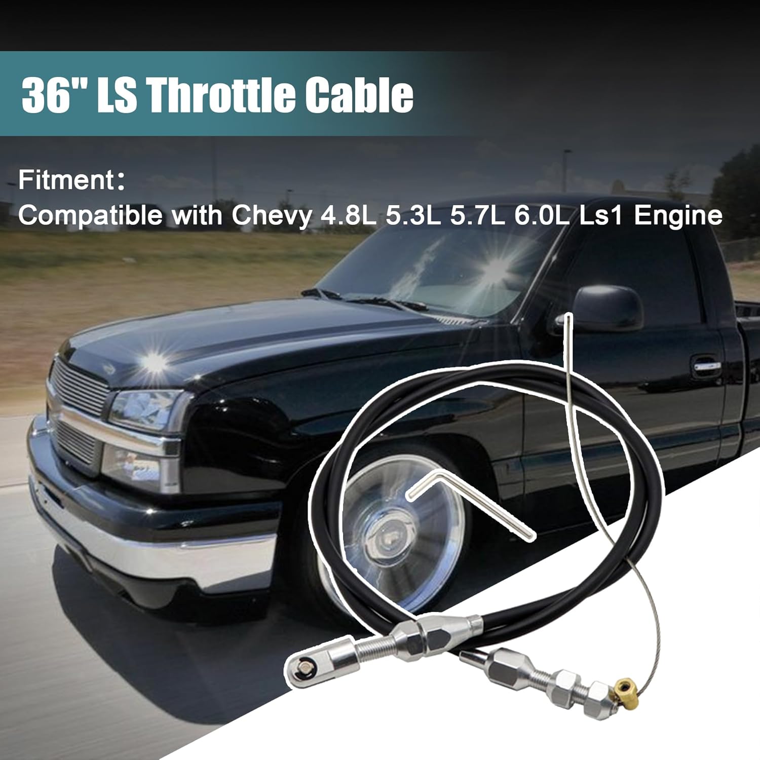 

GXARTS 36 LS Throttle Cable Compatible with Chevrolet 1997-2007 LS1 Engine 4.8L 5.3L 5.7L 6.0L LS Swap Fuel Line Kit Carburetor Accelerator Cable