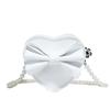 Heart Mini Shaped Bow Pearl Chain Bag With Zipper Closure For Daily Use Casual