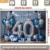 2D Blue Silver 40th Birthday Photography Backdrop Crown & Balloon Party Background