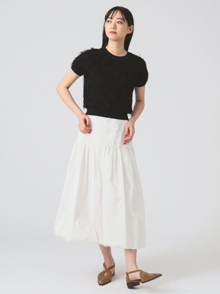 Ray Beams S/S Knit Vest with Fringe, Half Sleeves, Women's, Black, One Size