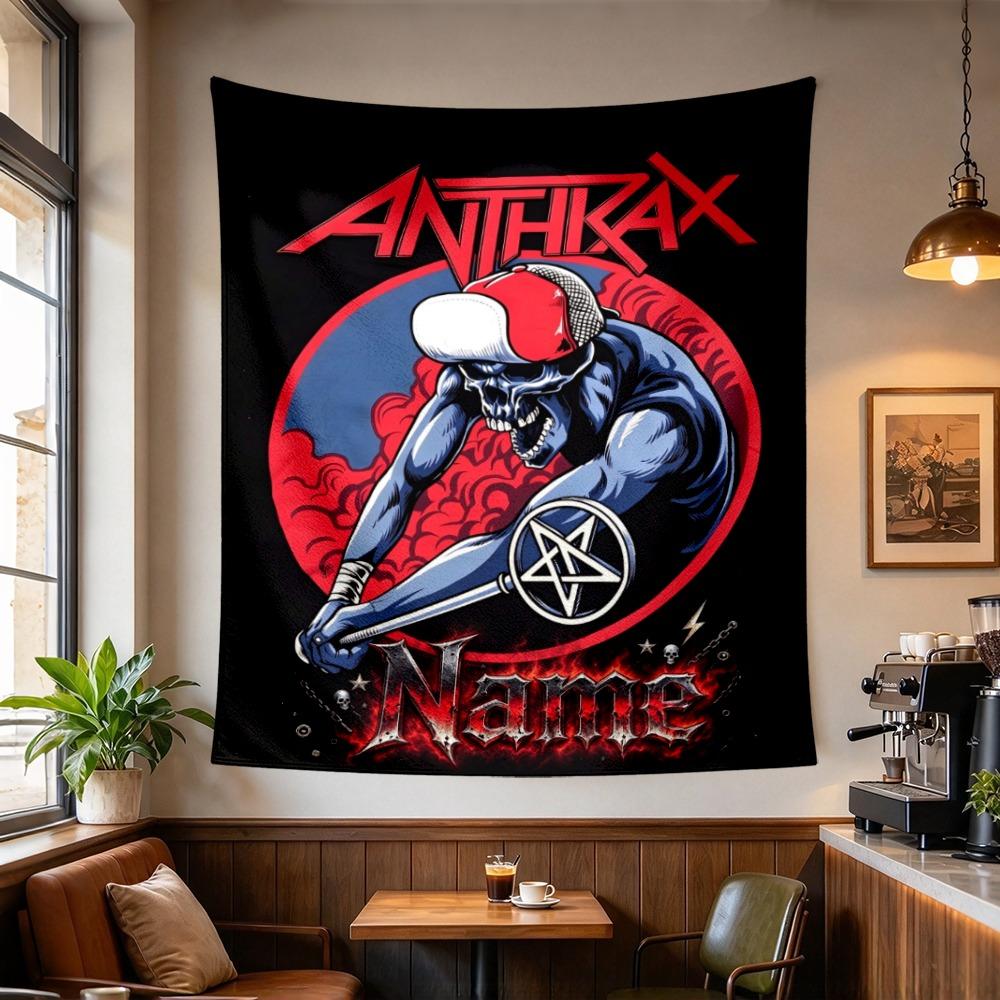 Custom Name Anthrax Skull Tapestry Wall Hanging for Bedroom, Living Room & Dorm Decor, Modern Home Wall Art