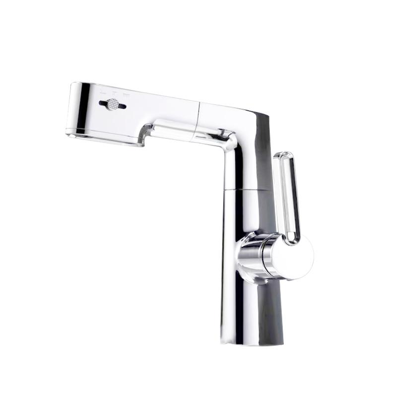 

VGX Multifunctional Bathroom Faucets Pull Out Basin Mixer Sink Faucet Gourmet LED Temperature Tap 360° Tapware Crane Brass White Brass