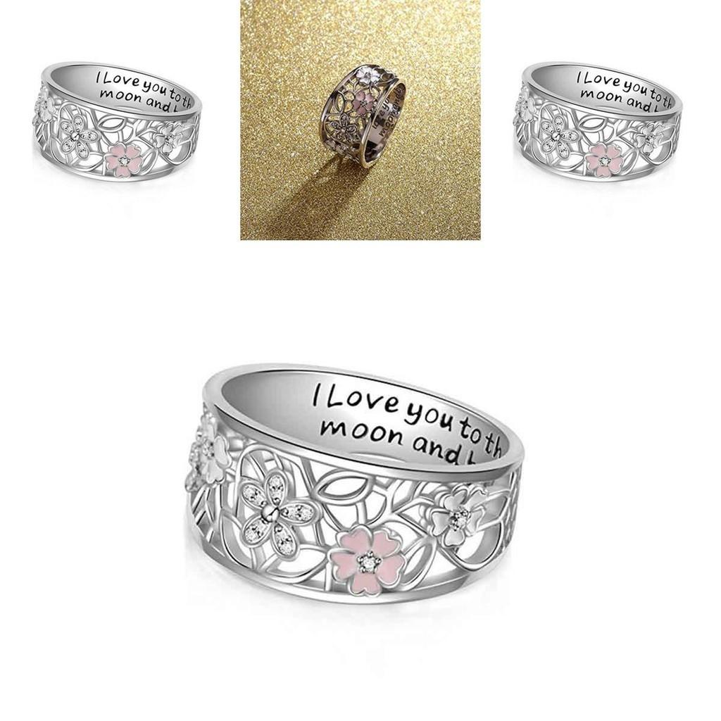 Anello Floreale in Argento Thailandese da Donna con Accenti di Cristallo Taglia 6-10