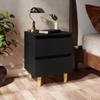 Day and Night - Day and Night Nightstand Black Solid Pine Wood Legs 40x35x50 Cm