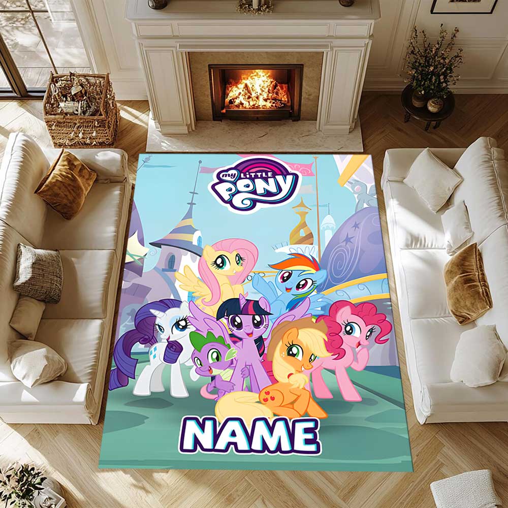 Little Pony (16) Customize your name rug, office chair cushion, home bedroom living room gift.