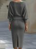 2026 Frühling Europäisches & Amerikanisches Damen Elegantes Schwingender Halsausschnitt Langarm Taillenbetontes Kleid