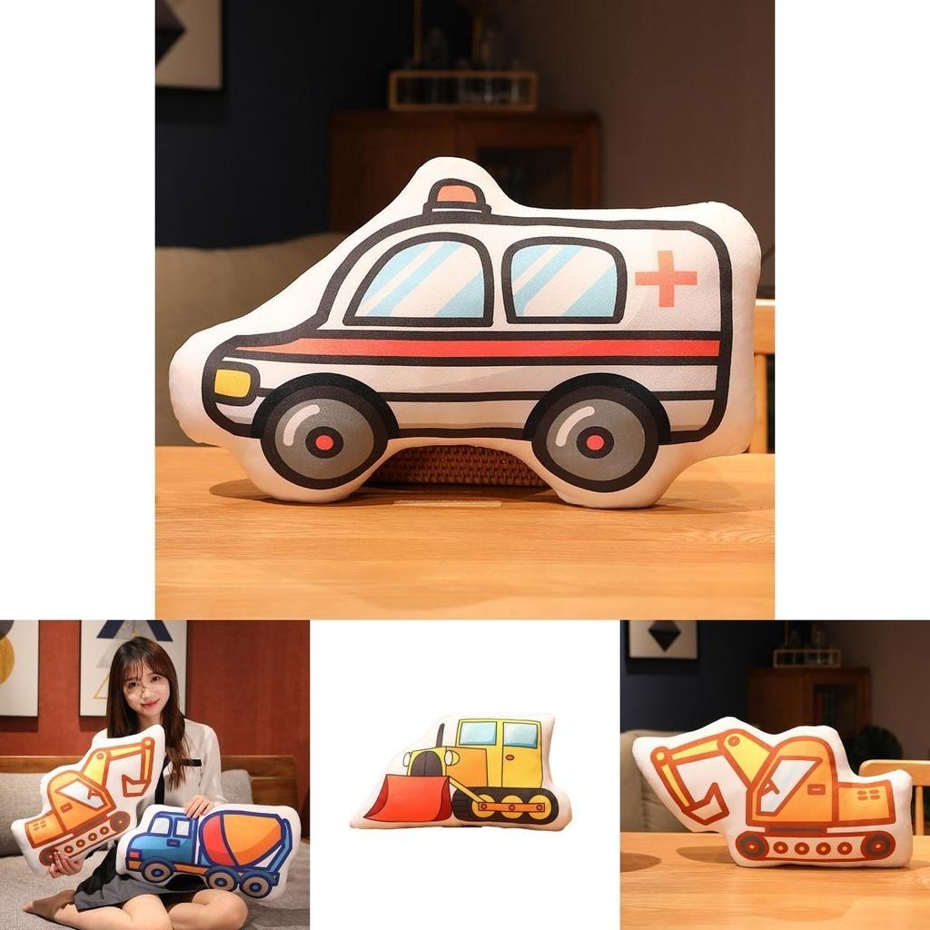 Cute Cartoon Car Pillow Plush Toy For Children Including Fire Trucks And Police Cars