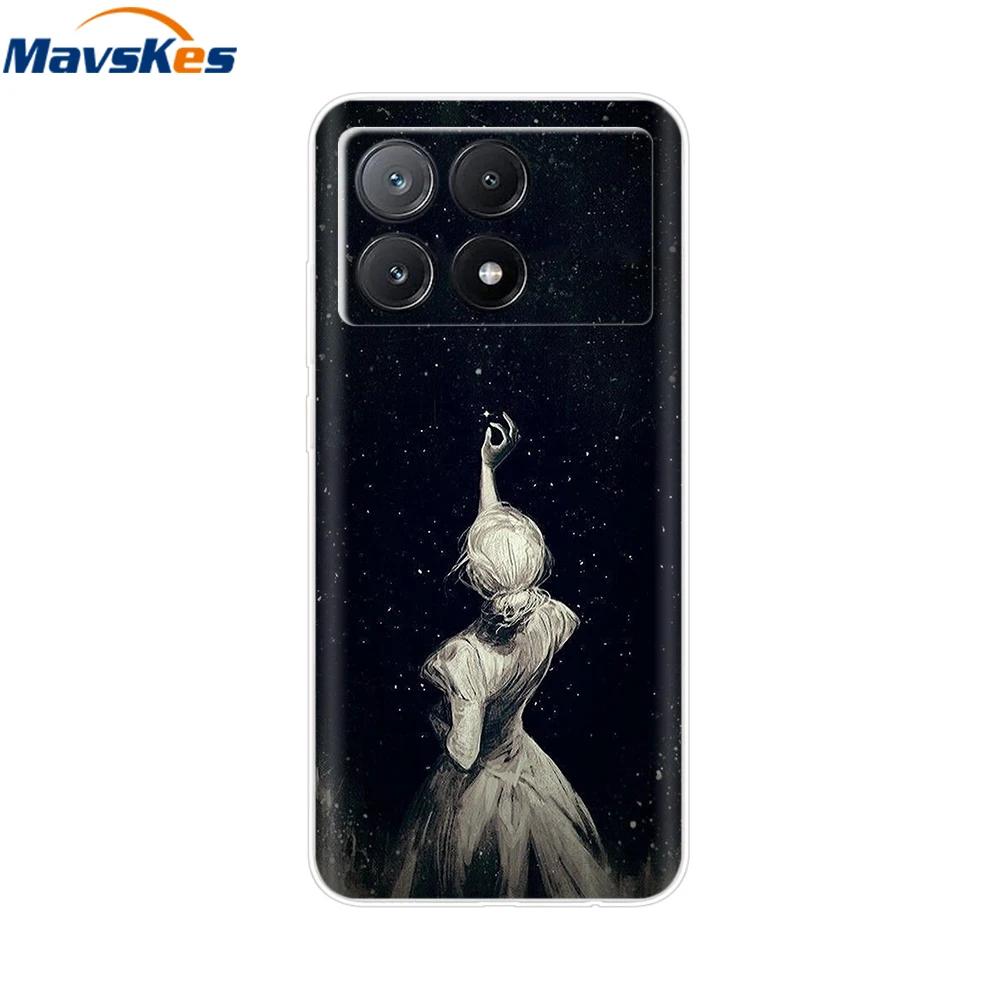 For Xiaomi Poco X6 Pro Case TPU Soft Painted Phone Cases For Xiomi Poco X6 PocoX6 Pro 5G Silicone Cover Flower Fundas Protective