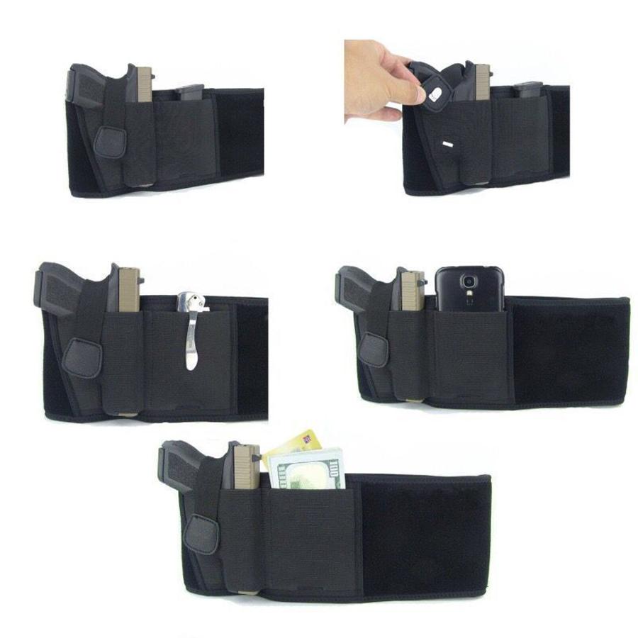 Waist Band Belt for Outdoor Hunting Fitness Defense Use Tactical Belly Gun  Holster Portable Hidden Phone Bag Concealed Carry