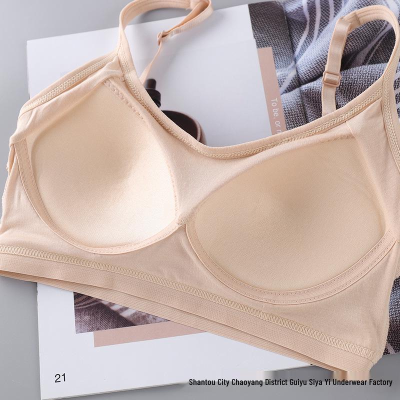 One-Piece Strapless Wire-Free Cotton Camisole Sports Bra for Women