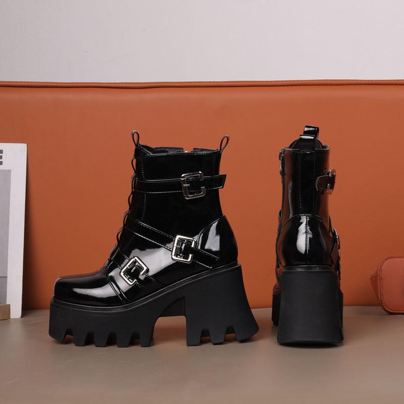 Women's High-heeled Short Boots Autumn and Winter New Waterproof Table Thick-heeled Large-size Thick-soled Roman Boots