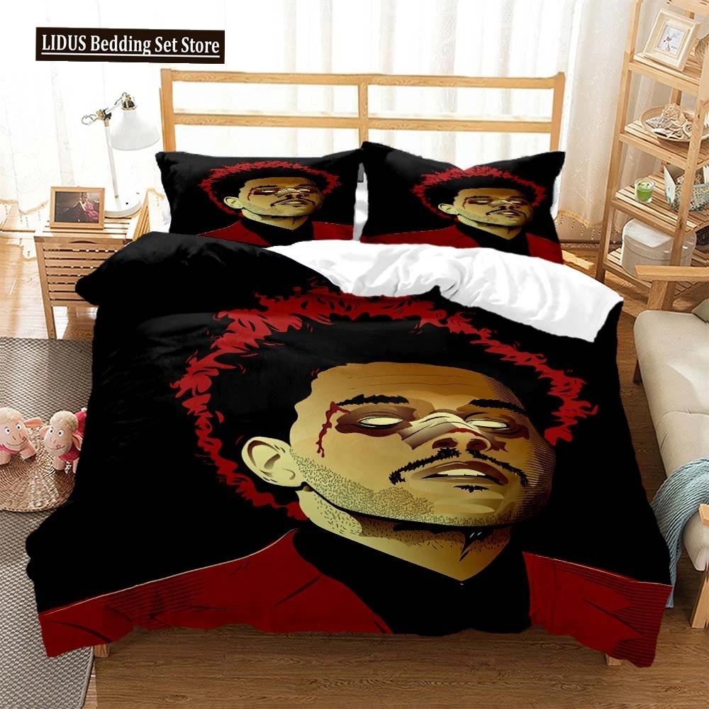 Die Weeknd Mode Popstar 3D Gedruckte Bettwäsche Queen Bettwäsche-Set King-Size Bettwäsche-Set Weiche Bettbezug