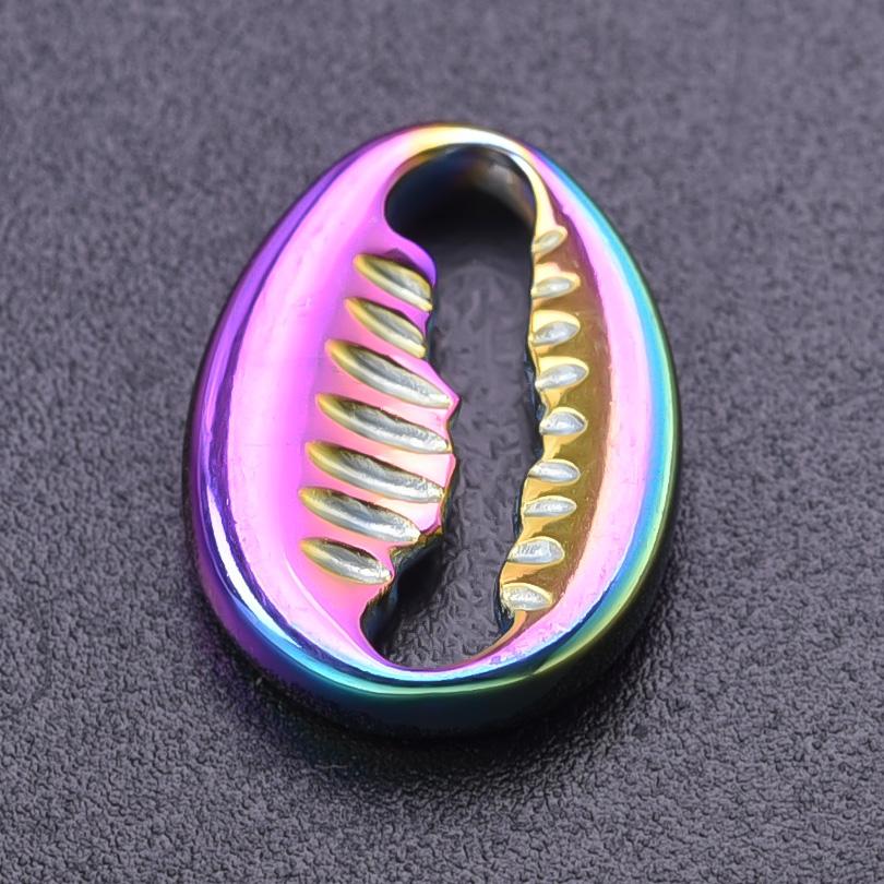 5pcs Color Chameleon Fish Tail Pendant Stainless Steel Charm Diy Jewelry Making Supplies Woman Shell Necklace Charms Accessories