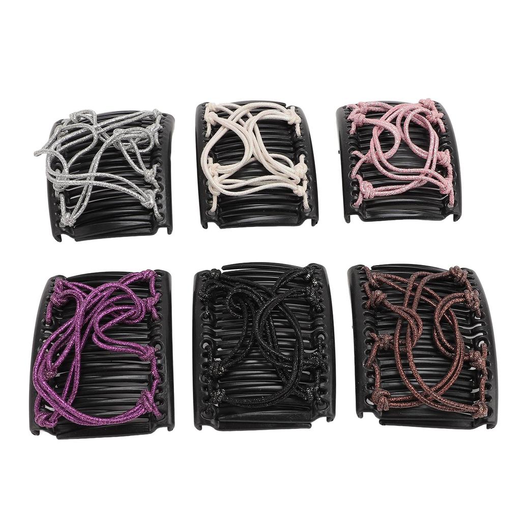 6 kusů Magické hřebeny do vlasů pro ženy Doplňky Pružný dvojitý hřeben Nastavitelné elastické sponky do vlasů