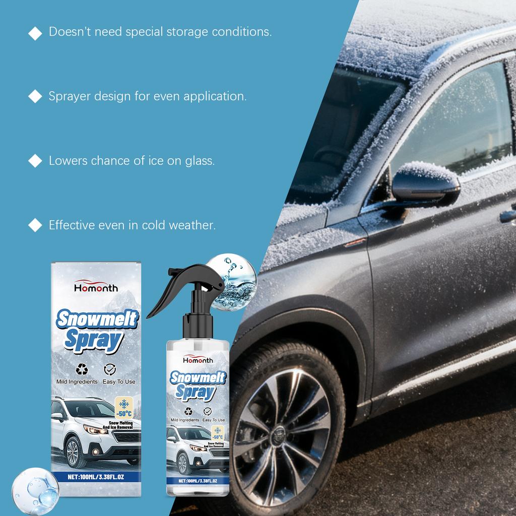 Car Windshield Defroster Spray and Freezer Glass Ice Remover Fast Acting Anti Frost for Auto and Refrigerator 100ml Autocare