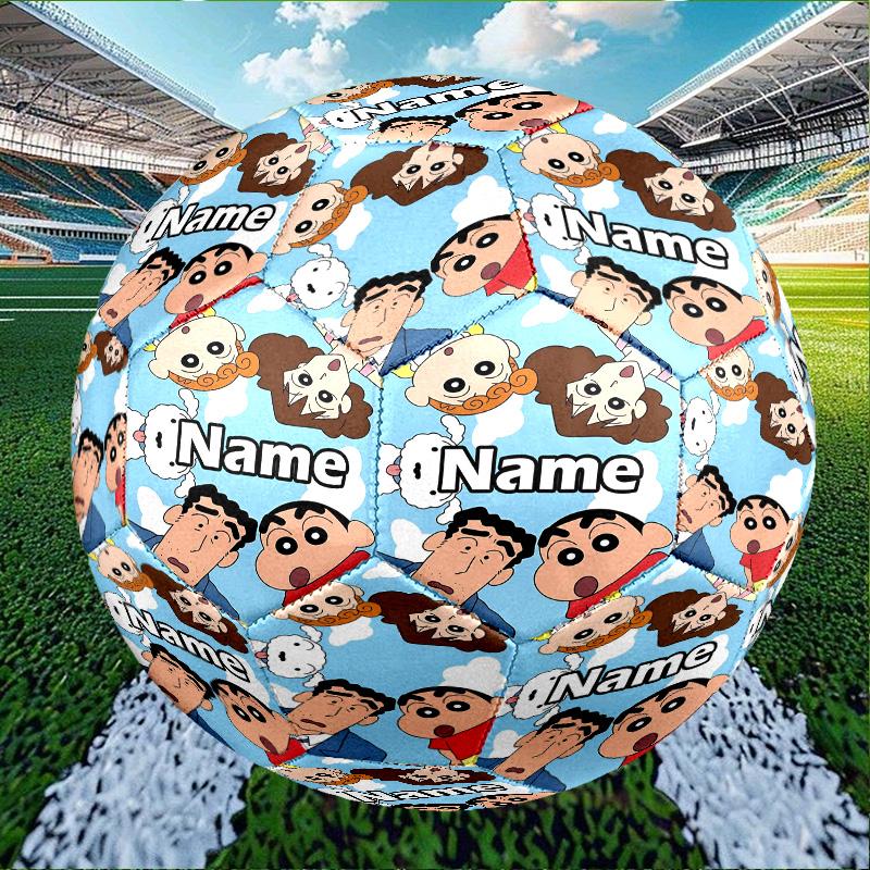 Custom Name Personalized Crayon Shin Print Size 5 Soccer Ball Training & Match Football, for Team, Kicking, Gift for Football