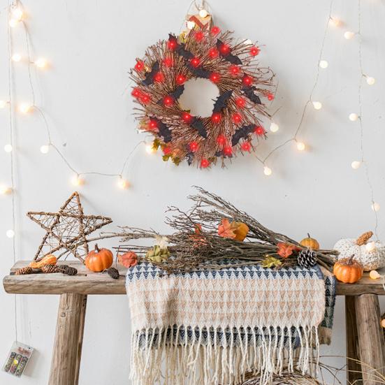 Halloween Wreath Scary Black Bat Horror Decor Front Door Wall Window Home Festive Atmosphere Decoration