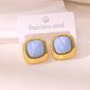 French Fashion Resin Cube 18k Stud Earrings for Women's Daily Wear