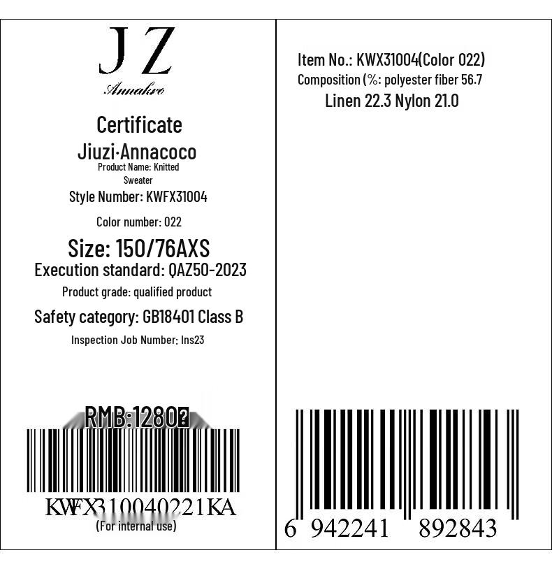 JiuZi AnNaoKou Women's Snowflake Linen Textured Long Sleeve Knit Shirt