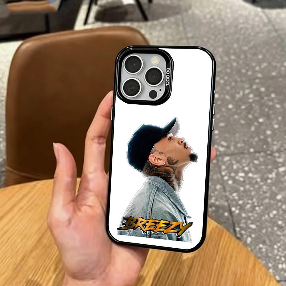 RB C-Chris B-Brown Phone Case For iPhone17,16,15,14,13,12,11 Plus,Pro Max Colored Silver Plated Inside Cover