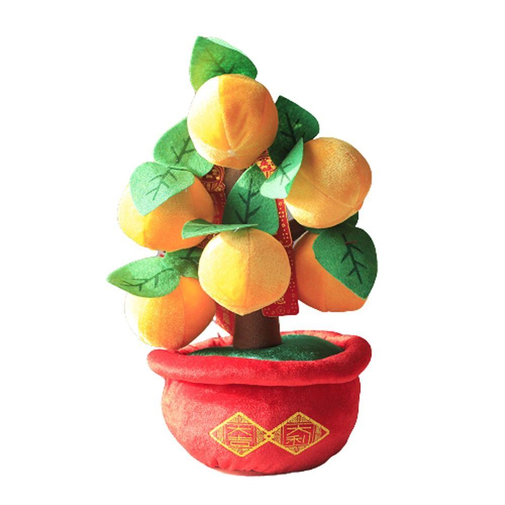 Peach Blossom Tree Pot Realistic Peach Fruit Tree Simulation Plush Orange Tree Potted Orange Tree
