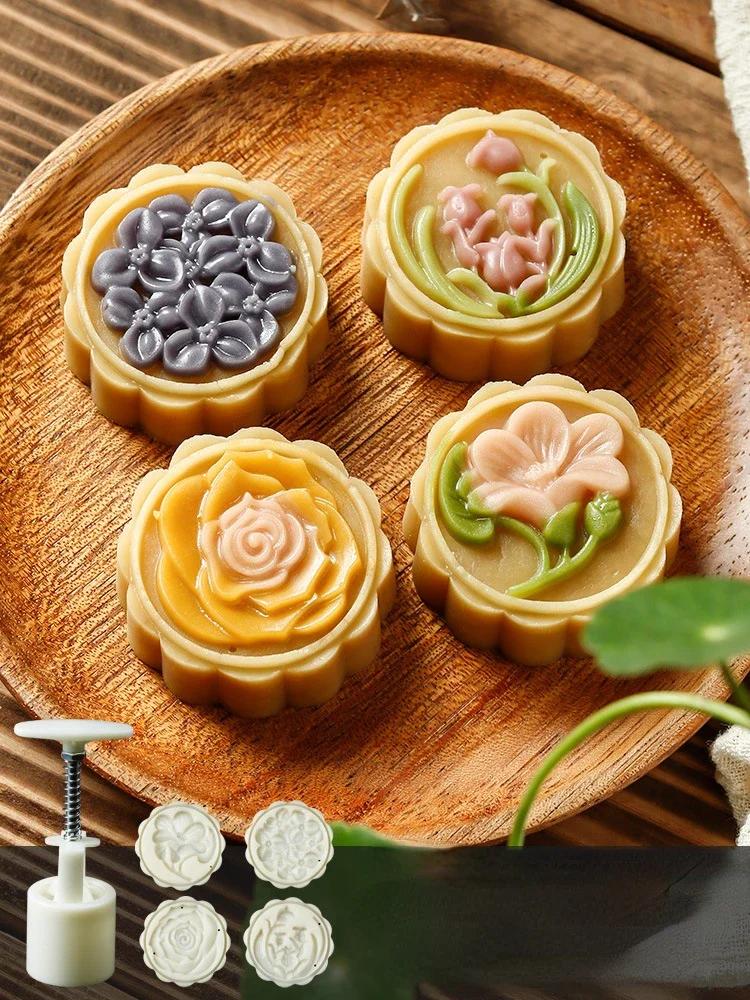 

Cake Mold Mung Bean Cake Daisy Sunflower Lotus Shape Cookie Stamp Mid-Autumn Festival Hand Pressed Pastry