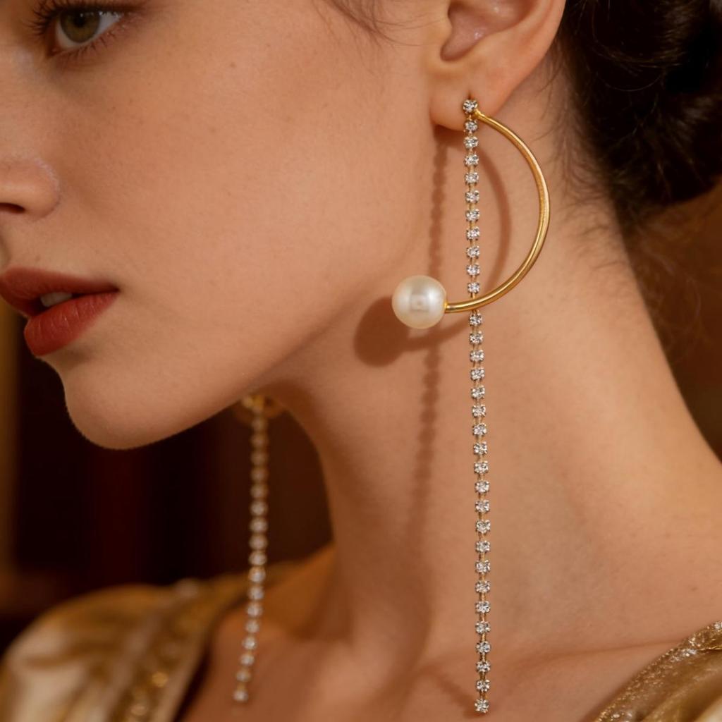 Light Luxury Pearl Tassel Bridal Earrings for Weddings and Elegant Events