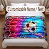 Soccer Theme Soft Blanket Personalized Custom Name Text Print Warm Blanket Home Sofa Bedroom Decor