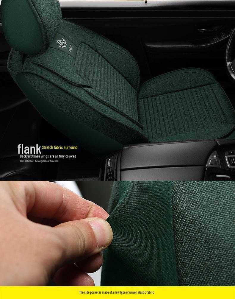 Universal Breathable Linen Seat Cover Set for Five-Seater Cars - Durable and Fully Enclosed