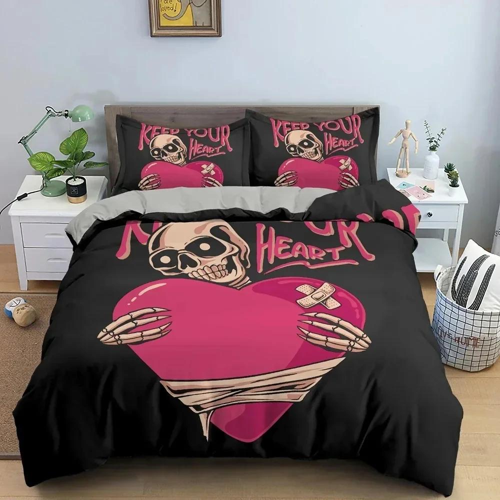 Skull Pattern Bedding Set For Bedroom Soft Cozy Duvet Cover Set Luxury Single Twin King Size Quilt Covers Home Textile