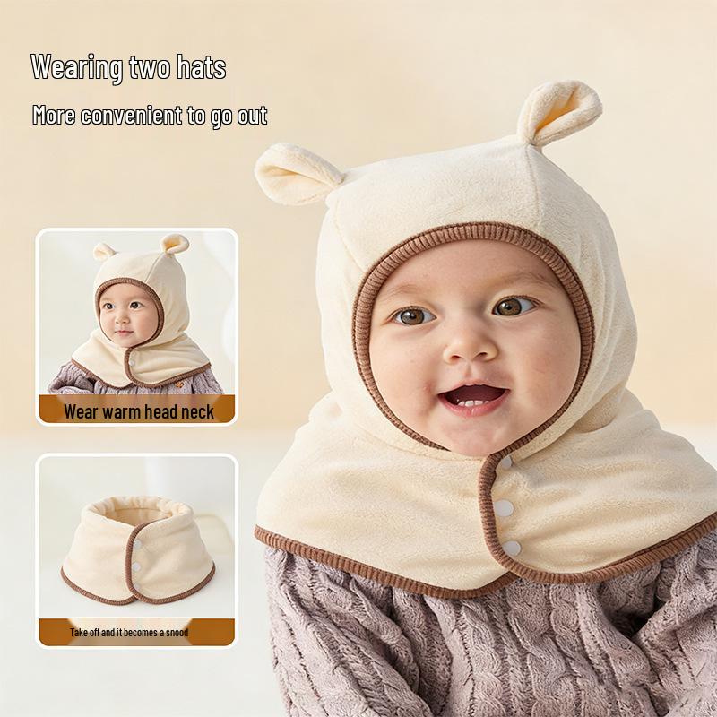 Thick Fleece-Lined Baby Hat with Ear and Neck Protection for Boys and Girls - Windproof for Autumn and Winter