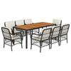 VidaXL Ensemble à Manger de Jardin avec Coussins 9 pcs, Table et Chaises de Patio, Meubles d'Extérieur Terrasse, Moderne, 3212041