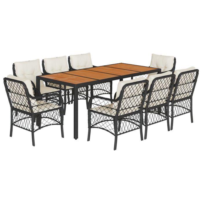 VidaXL Garden Dining Set with Cushions 9 Pcs, Patio Table and Chairs, Outdoor Furniture Terrace, Modern, 3212041