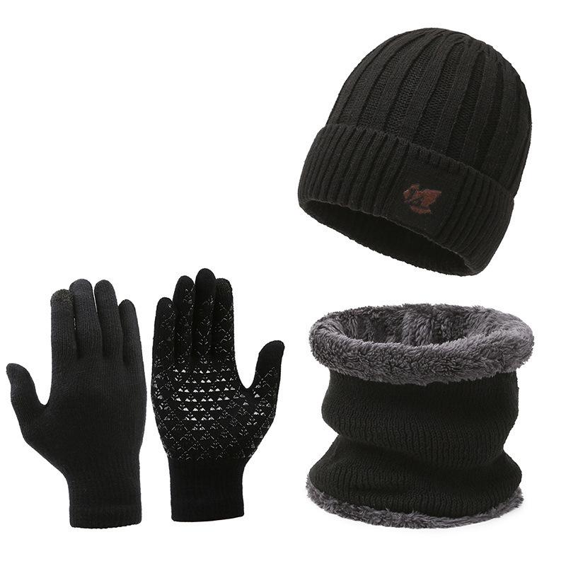 Men's Fashion Thickened Knit Hat & Velvet Neck Protection Two-Piece Set for Autumn & Winter