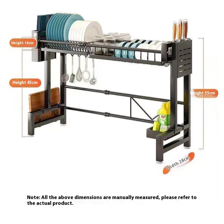 Multifunctional Retractable Kitchen Sink Carbon Steel Drain Rack Washing Rag Bowl Rack Chopsticks Knife Storage Rack