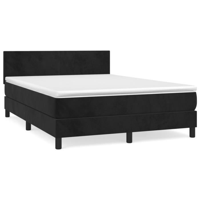 VidaXL Lit à sommier tapissier avec matelas Noir 140x190 cm Velours 3141181