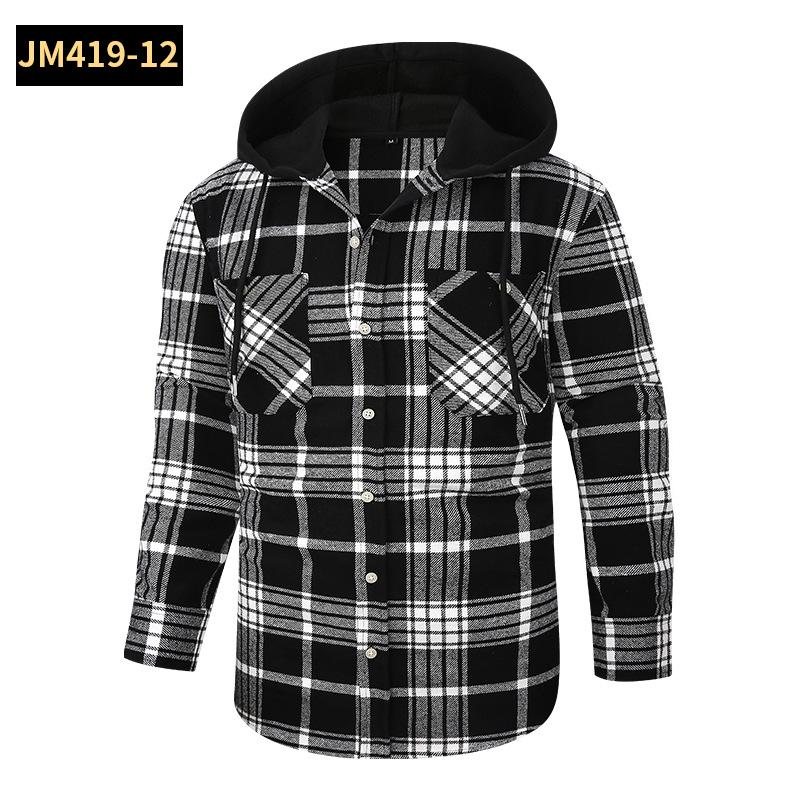 2024 Frühling Herren Casual Plaid Flanell Kapuzenhemd - Lange Ärmel, High-End-Gefühl