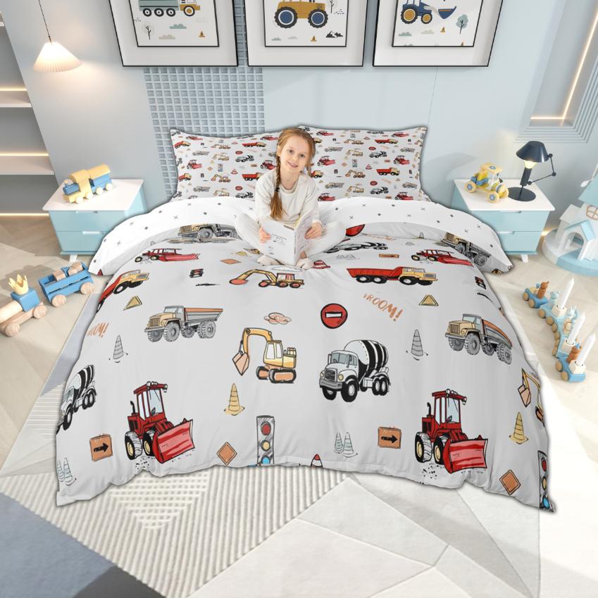 

Comforter Homewish Kids Construction Vehicle For Boys Girls Truck Tractor Bedding Fire Engine School Bus Set Comforter (quilt)-EU Single(135*200cm)3pcs